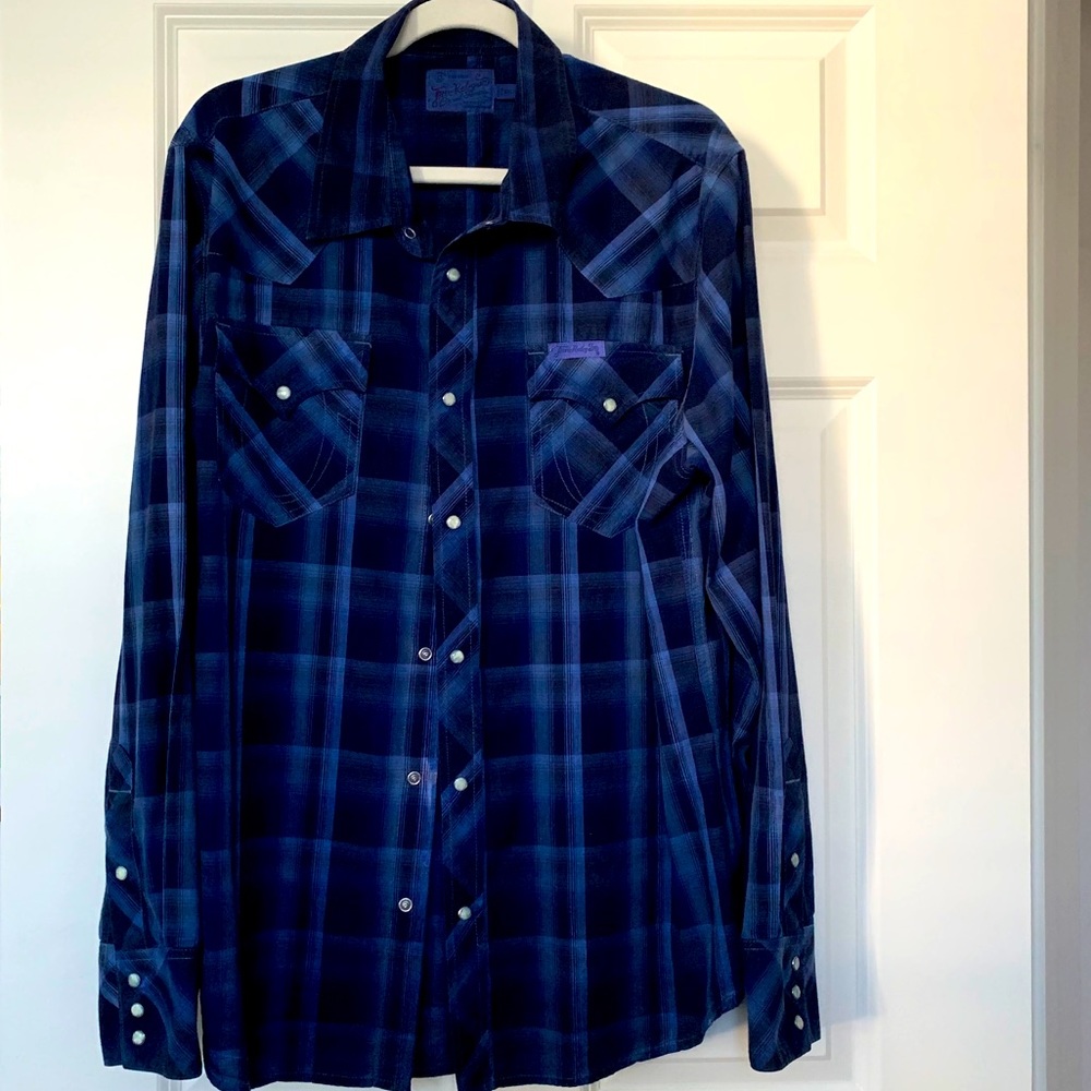 True Religion snap button plaid shirt